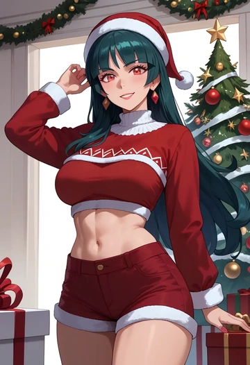 pokemon,sabrina_(pokemon),Christmas,red velvet shorts  - AI generated anime art