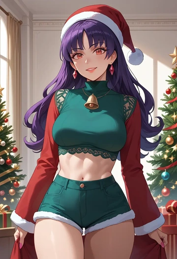 pokemon,sabrina_(pokemon),Christmas,red velvet shorts  - AI generated anime art