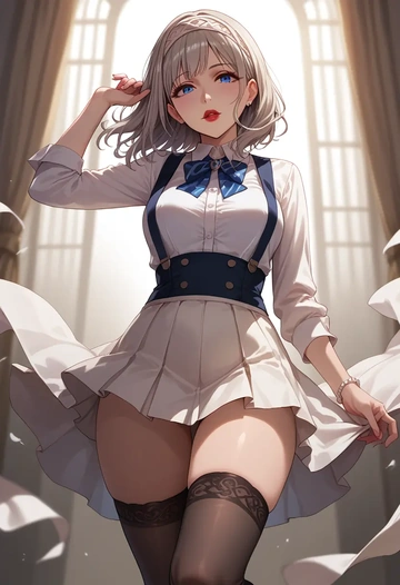 idolmaster,sagisawa_fumika,secretary,stockings  - AI generated anime art