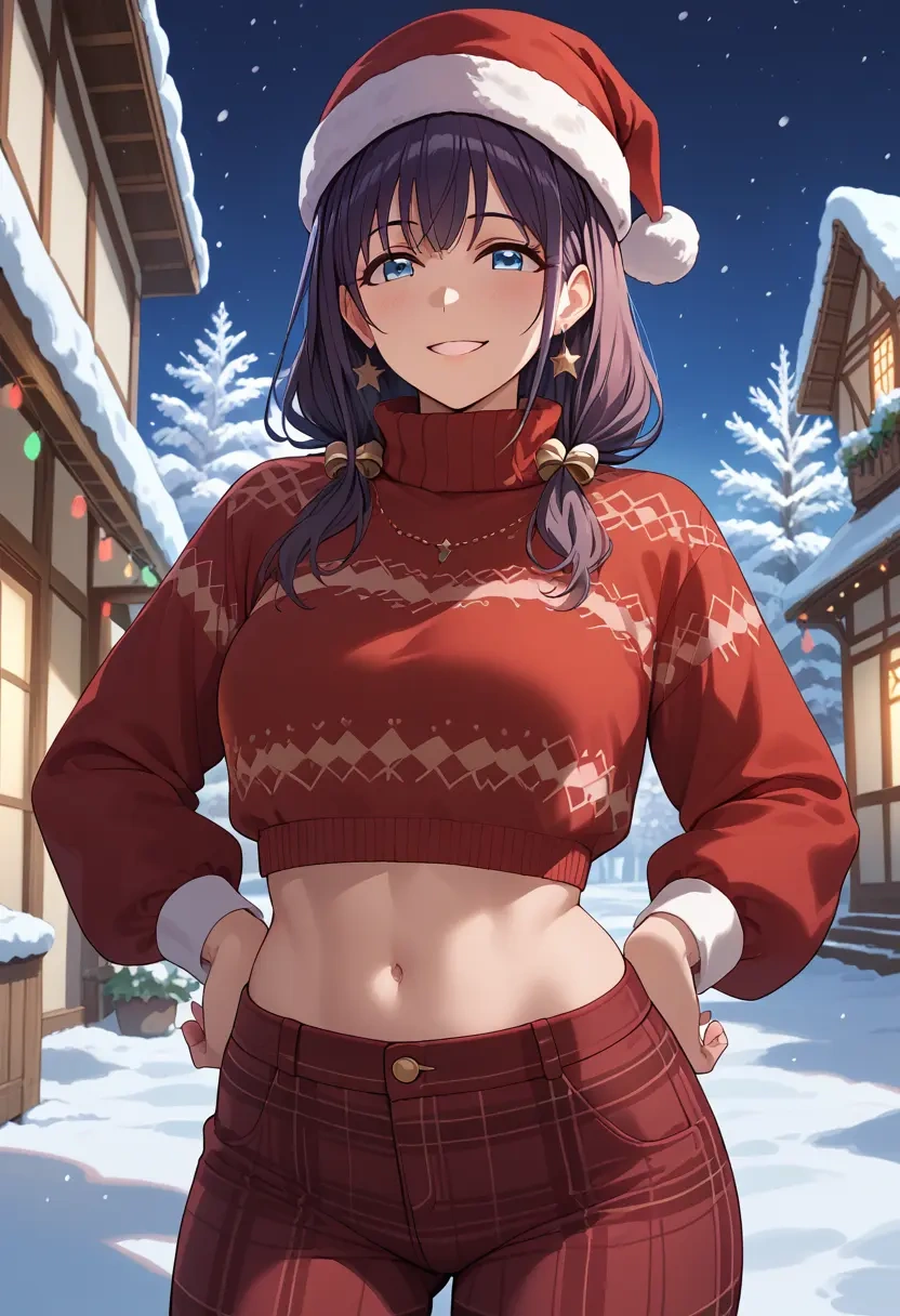 idolmaster,sagisawa_fumika,Christmas,plaid trousers  - 