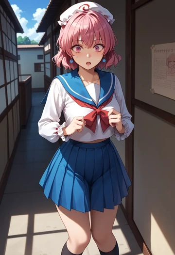 touhou,saigyouji_yuyuko,sailor, uniform  - AI generated anime art