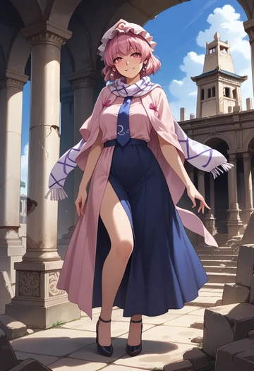 touhou,saigyouji_yuyuko,spring,elegant woman,wrap dress  - AI generated anime art