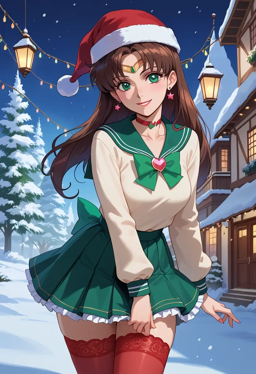 bishoujo_senshi_sailor_moon,sailor_jupiter,Christmas,sweater dress,stockings  - 