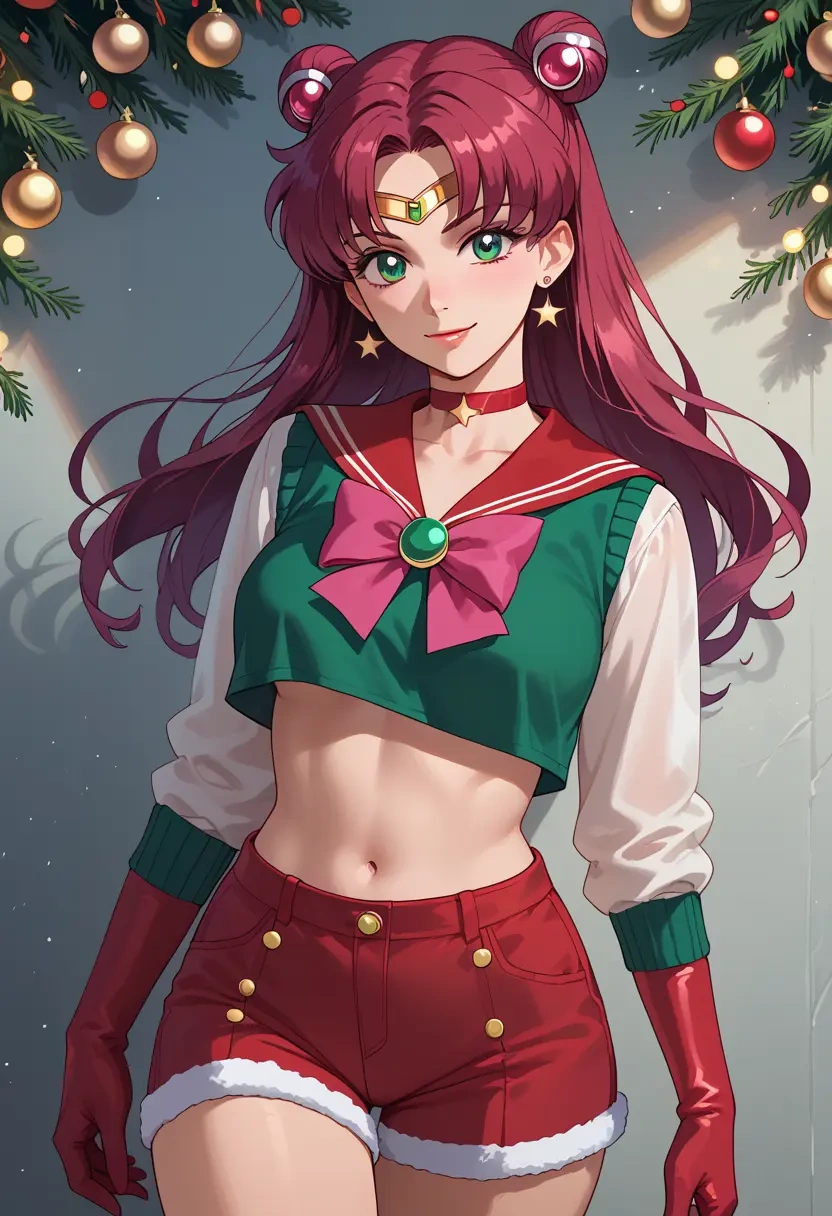 bishoujo_senshi_sailor_moon,sailor_jupiter,Christmas,red velvet shorts  - 