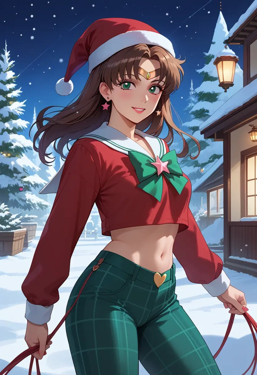 bishoujo_senshi_sailor_moon,sailor_jupiter,Christmas,plaid trousers  - 