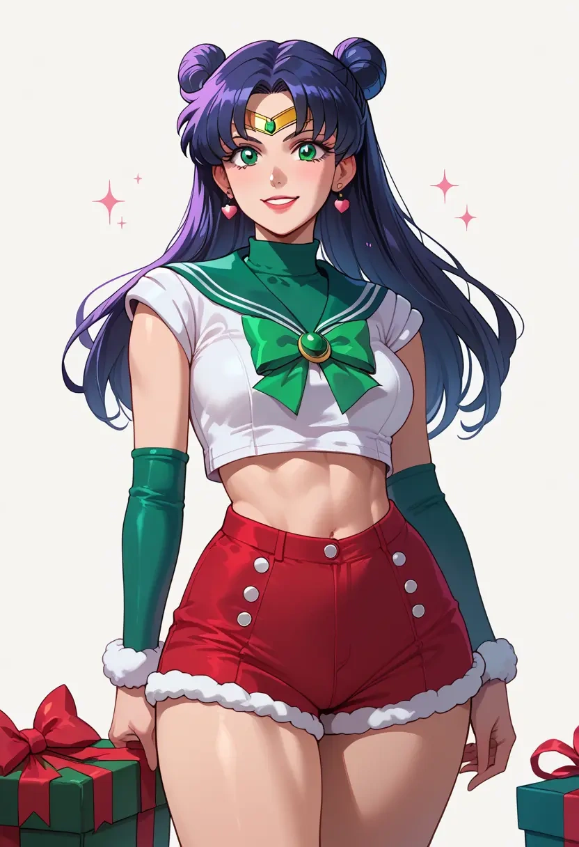 bishoujo_senshi_sailor_moon,sailor_jupiter,Christmas,red velvet shorts,turtleneck sweater  - 