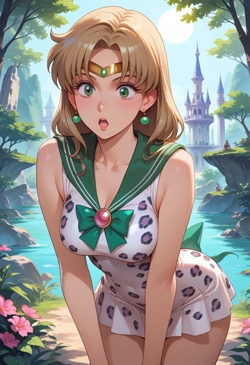 bishoujo_senshi_sailor_moon,sailor_jupiter,leopard print,silk slip dress  - AI generated anime art