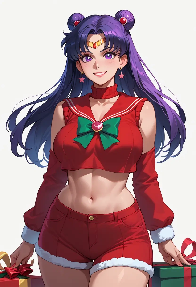 bishoujo_senshi_sailor_moon,sailor_mars,Christmas,red velvet shorts,turtleneck sweater  - 