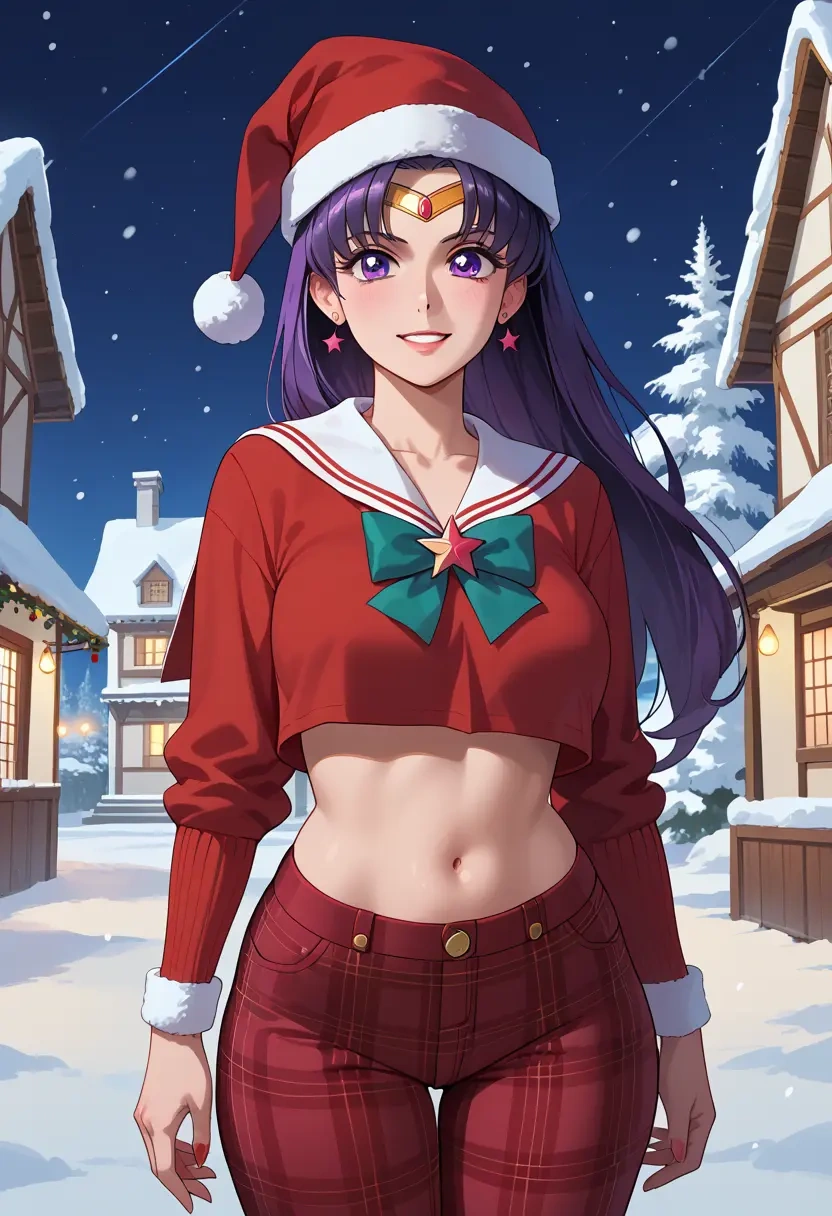 bishoujo_senshi_sailor_moon,sailor_mars,Christmas,plaid trousers  - 