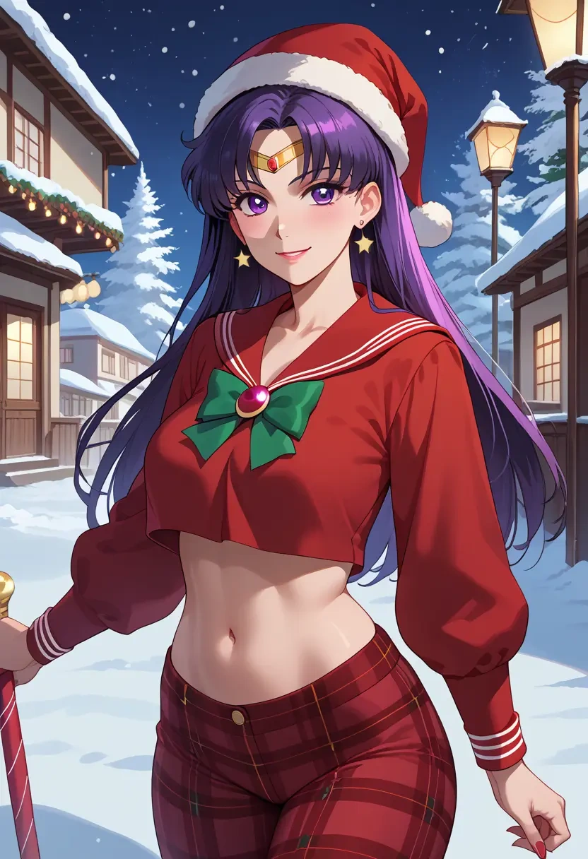 bishoujo_senshi_sailor_moon,sailor_mars,Christmas,plaid trousers  - 