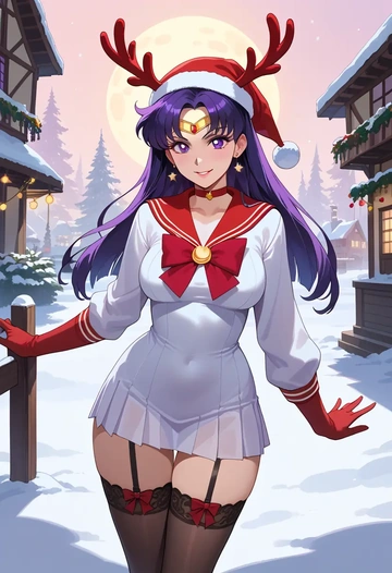 bishoujo_senshi_sailor_moon,sailor_mars,sweater,stockings,Thigh garters  - AI generated anime art