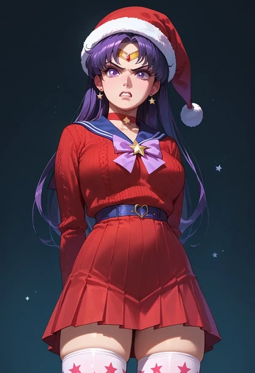 bishoujo_senshi_sailor_moon,sailor_mars,Christmas,sweater dress,stockings  - AI generated anime art