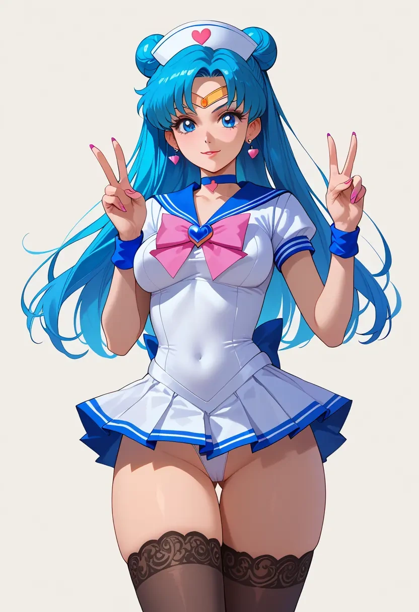 bishoujo_senshi_sailor_moon,sailor_mercury,nurse pantyhose,mini skirt, sexy  - 