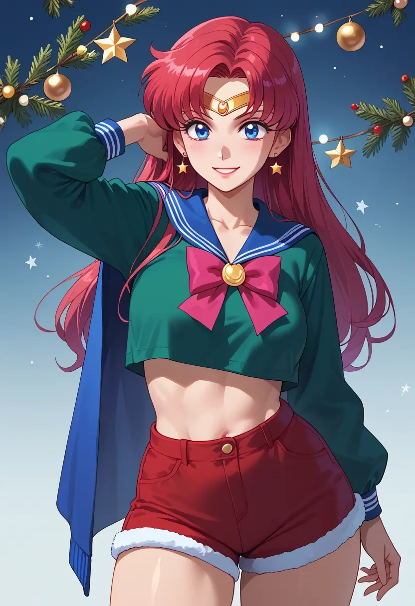 bishoujo_senshi_sailor_moon,sailor_mercury,Christmas,red velvet shorts  - 