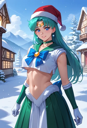 bishoujo_senshi_sailor_moon,sailor_mercury,Christmas,dress  - AI generated anime art