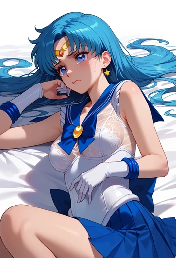 bishoujo_senshi_sailor_moon,sailor_mercury,corset,bustier,long tulle skirt  - AI generated anime art