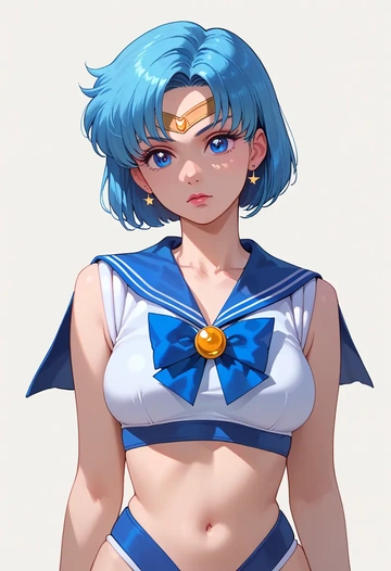 bishoujo_senshi_sailor_moon,sailor_mercury,sports bra,high-waisted leggings  - AI generated anime art