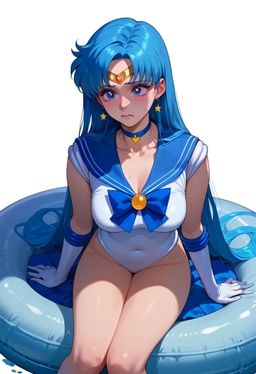 bishoujo_senshi_sailor_moon,sailor_mercury,tube top,jogger shorts  - AI generated anime art