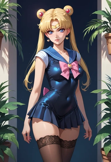 bishoujo_senshi_sailor_moon,sailor_moon,secretary, stockings  - AI generated anime art