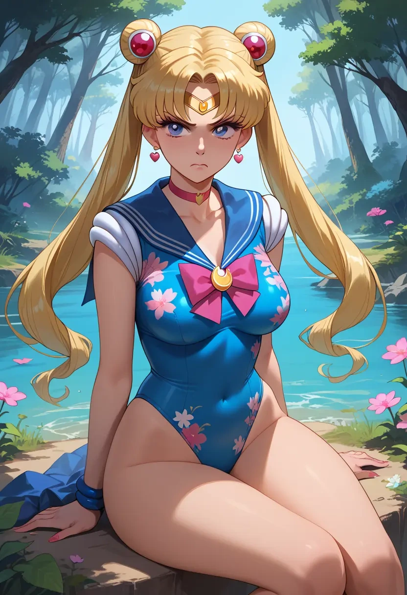 bishoujo_senshi_sailor_moon,sailor_moon,swimsuit,floral print  - 