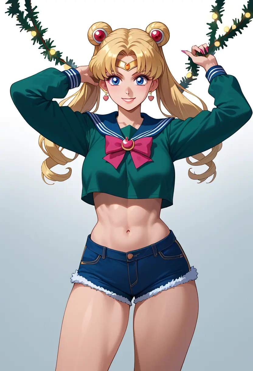 bishoujo_senshi_sailor_moon,sailor_moon,Christmas,red velvet shorts  - 