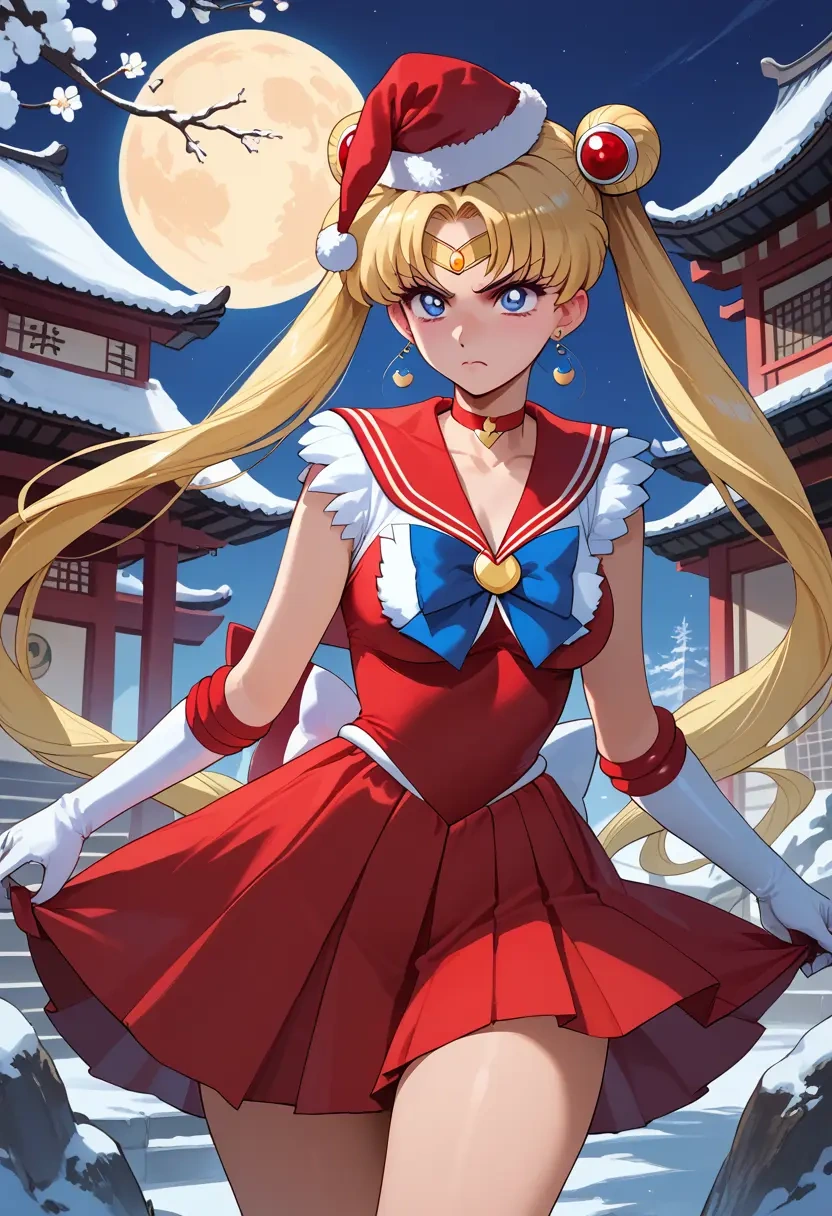 bishoujo_senshi_sailor_moon,sailor_moon,Christmas,red velvet dress  - 