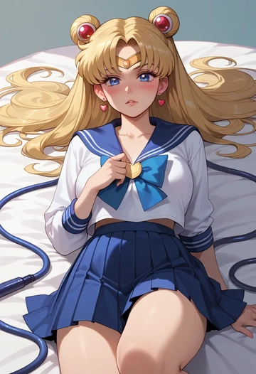 bishoujo_senshi_sailor_moon,sailor_moon,sweater,cropped,pleated midi skirt  - AI generated anime art