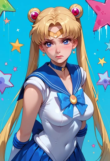 bishoujo_senshi_sailor_moon,sailor_moon,neon graffiti top,dolphin shorts  - AI generated anime art