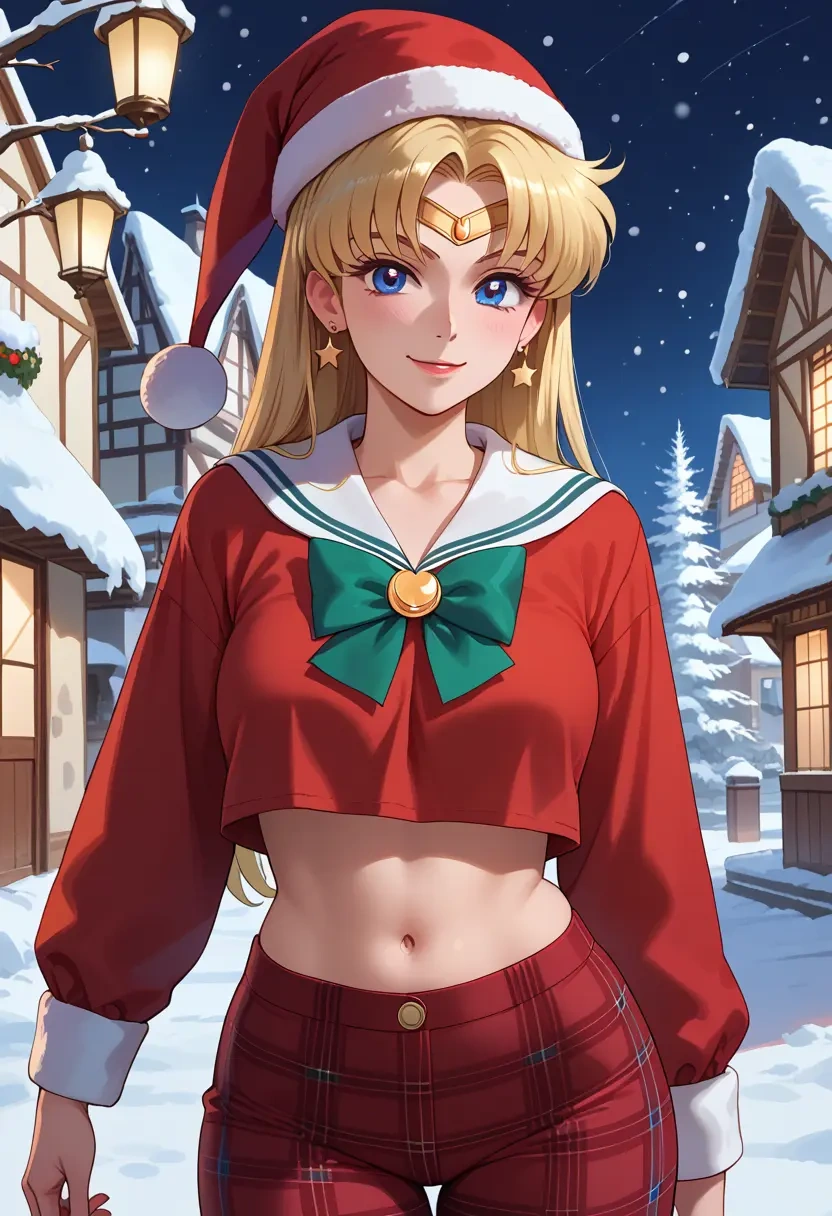 bishoujo_senshi_sailor_moon,sailor_venus,Christmas,plaid trousers  - 