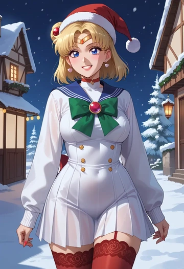 bishoujo_senshi_sailor_moon,sailor_venus,Christmas,sweater dress,stockings  - AI generated anime art