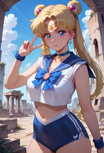 bishoujo_senshi_sailor_moon,sailor_venus,tankini top,board shorts  - AI generated anime art