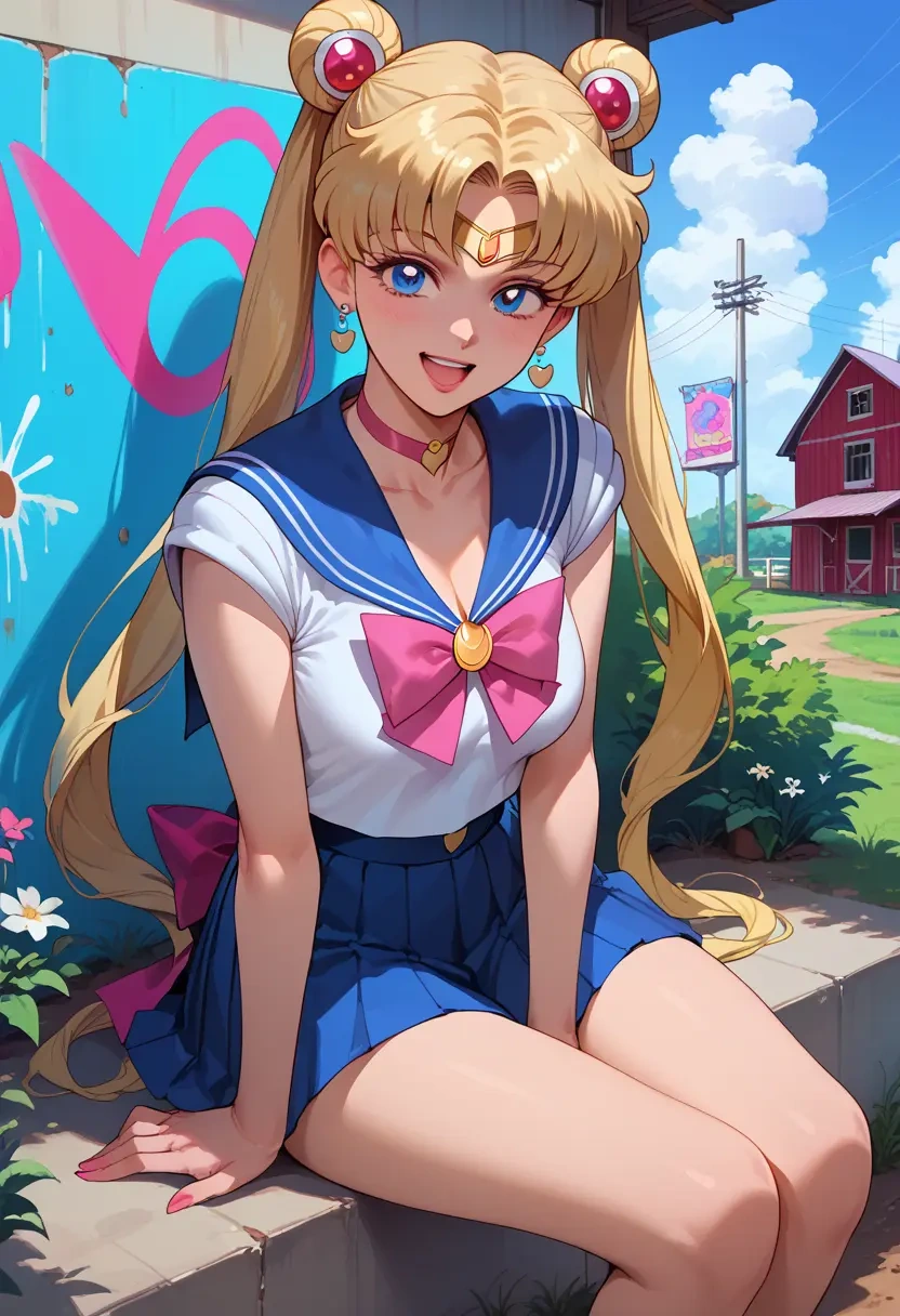 bishoujo_senshi_sailor_moon,sailor_venus,neon graffiti top,dolphin shorts  - 