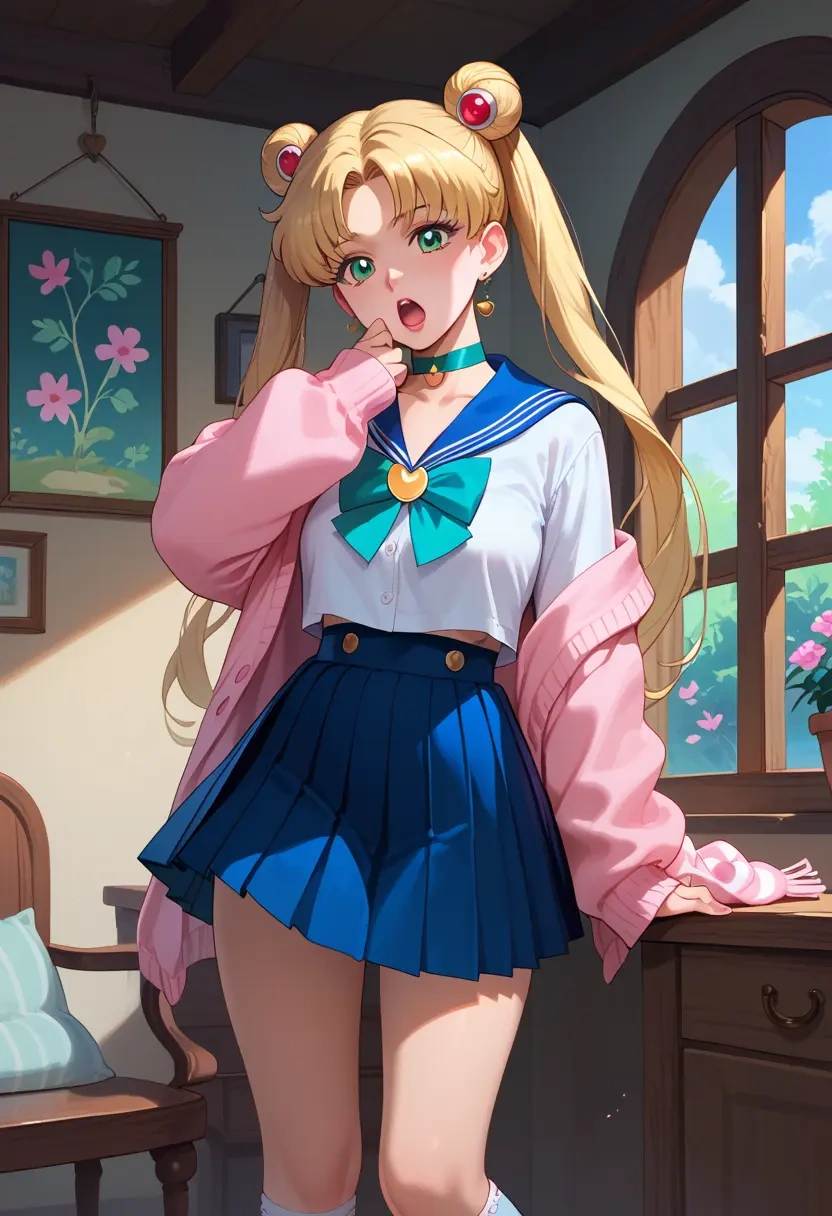 bishoujo_senshi_sailor_moon,sailor_venus,spring,student uniform,light cardigan  - 