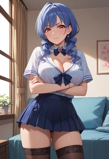 idolmaster,sajo_yukimi,mini skirt,stockings  - AI generated anime art