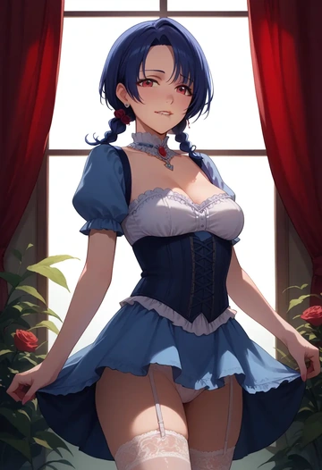 idolmaster,sajo_yukimi,Victorian-era,stockings,sexy  - AI generated anime art