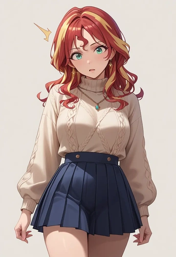 idolmaster,sajo_yukimi,sweater,cropped,pleated midi skirt  - AI generated anime art