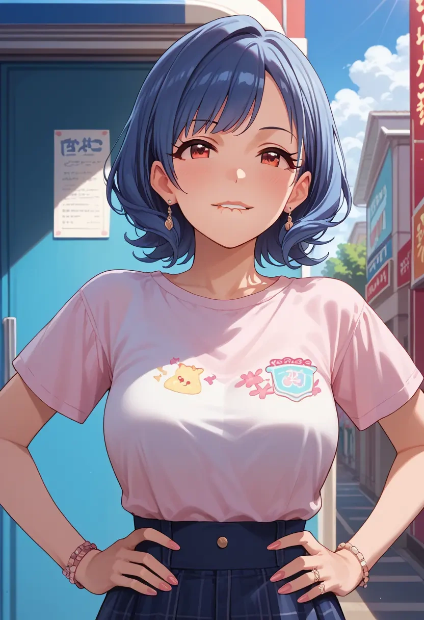 idolmaster,sajo_yukimi,pop art shirt,dolphin shorts  - 