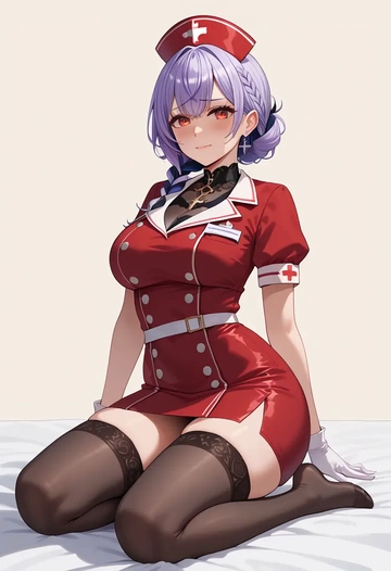 hololive,sakamata_chloe_(1st_costume),nurse pantyhose,mini skirt, sexy  - AI generated anime art