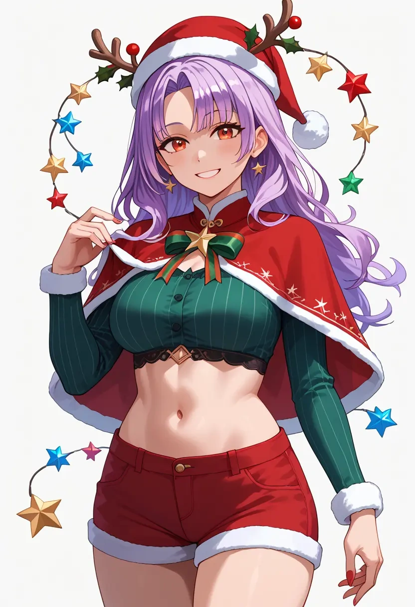 hololive,sakamata_chloe_(1st_costume),Christmas,red velvet shorts  - 