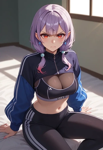 hololive,sakamata_chloe_(1st_costume),athletic,track suit  - AI generated anime art