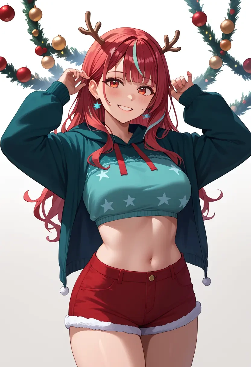 hololive,sakamata_chloe,Christmas,red velvet shorts  - 