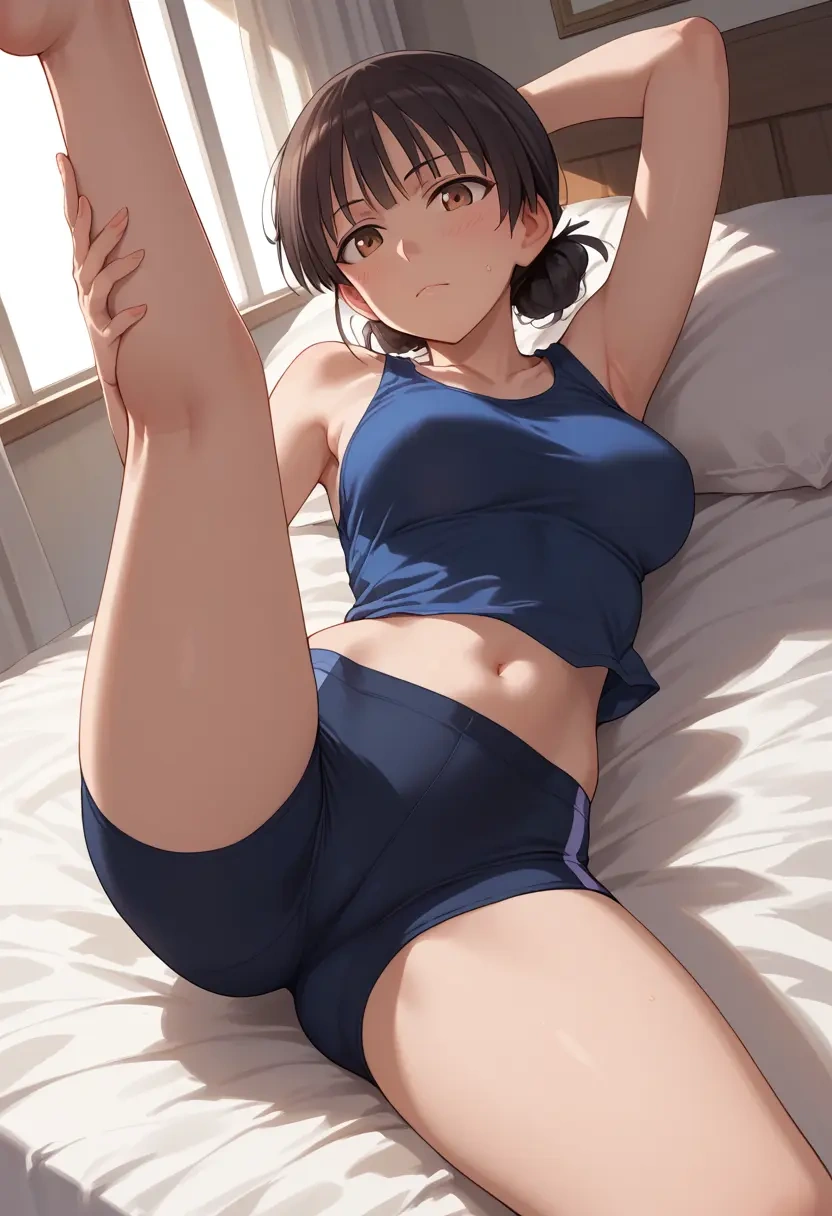 world_witches_series,sakamoto_mio,yoga shorts,spread legs,sexy,one leg up  - 