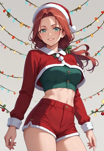 world_witches_series,sakamoto_mio,Christmas,red velvet shorts  - AI generated anime art