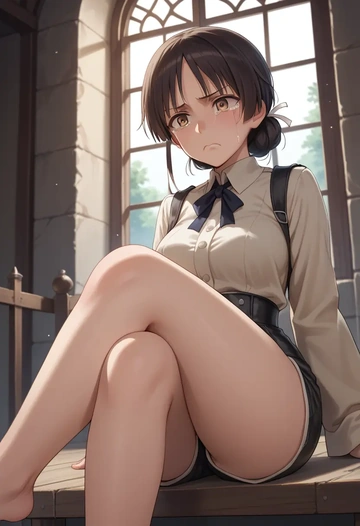 world_witches_series,sakamoto_mio,leather,shorts  - AI generated anime art