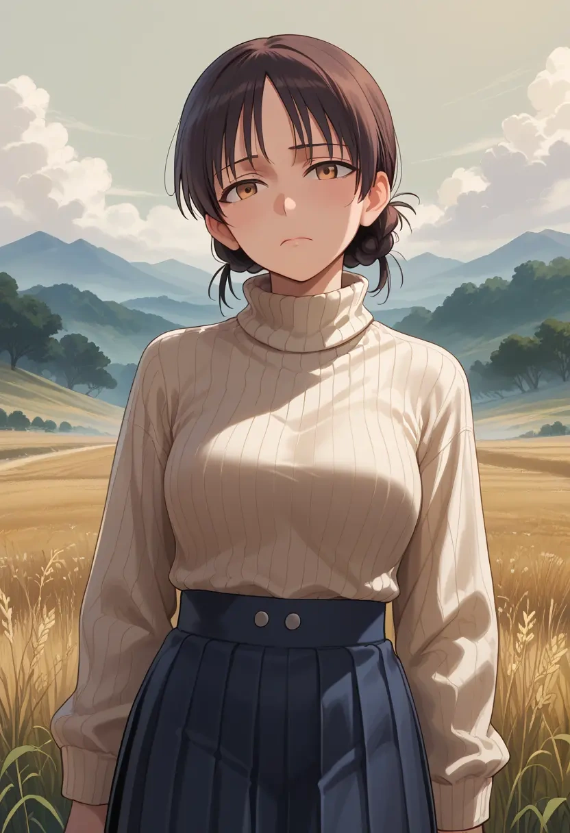 world_witches_series,sakamoto_mio,skirt,pleated,turtleneck sweater  - 