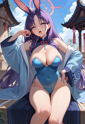 blue_archive,saki_(blue_archive),bunny girl  - AI generated anime art