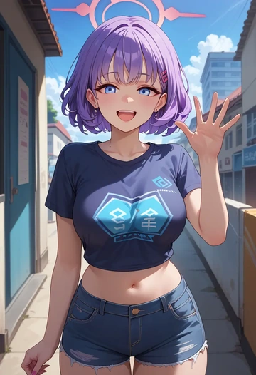 blue_archive,saki_(blue_archive),denim shorts  - AI generated anime art