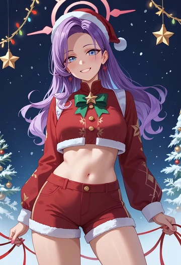 blue_archive,saki_(blue_archive),Christmas,red velvet shorts  - AI generated anime art