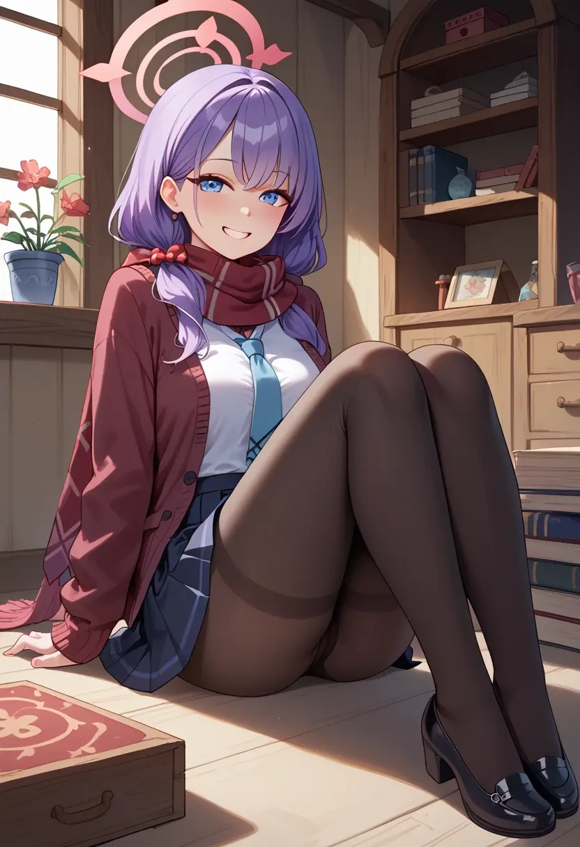 blue_archive,saki_(blue_archive),winter,student uniform,cardigan  - 