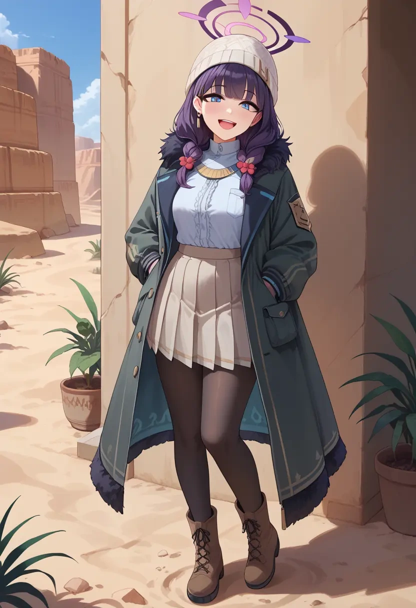 blue_archive,saki_(blue_archive),winter,student uniform,duffle coat  - 